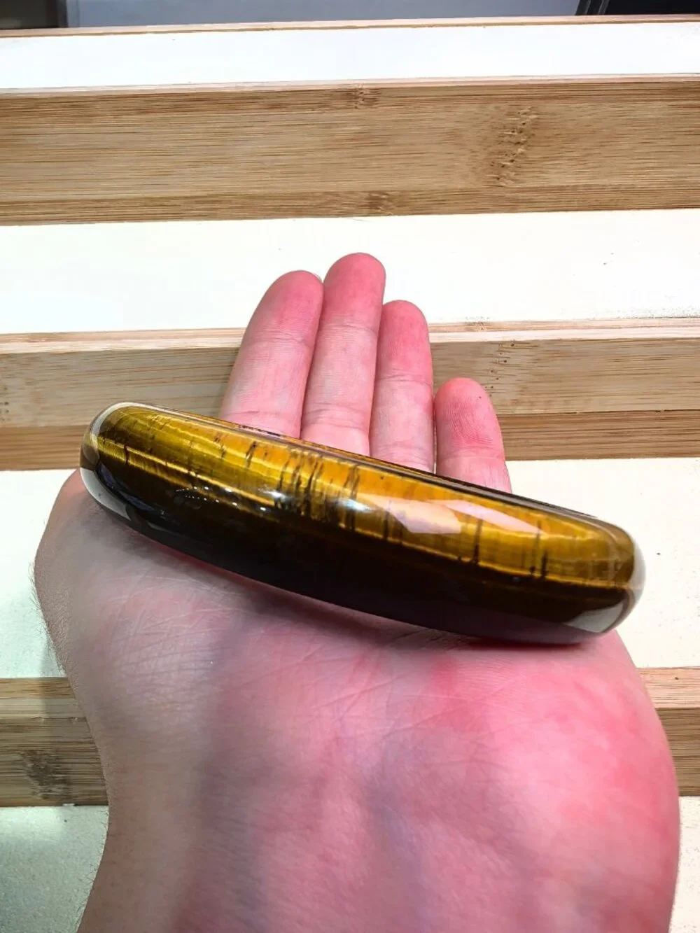 Natural Tiger Eye Bangle Bracelet 62.09g 59.6mm ID Golden Cat Eye Gemstone Certi
